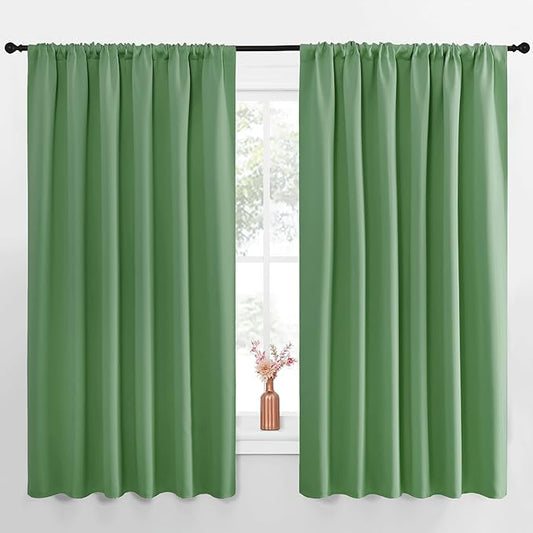 NICETOWN Blackout Curtains for Bedroom, Froest Green, 1 Pair, 70 by 63-inch