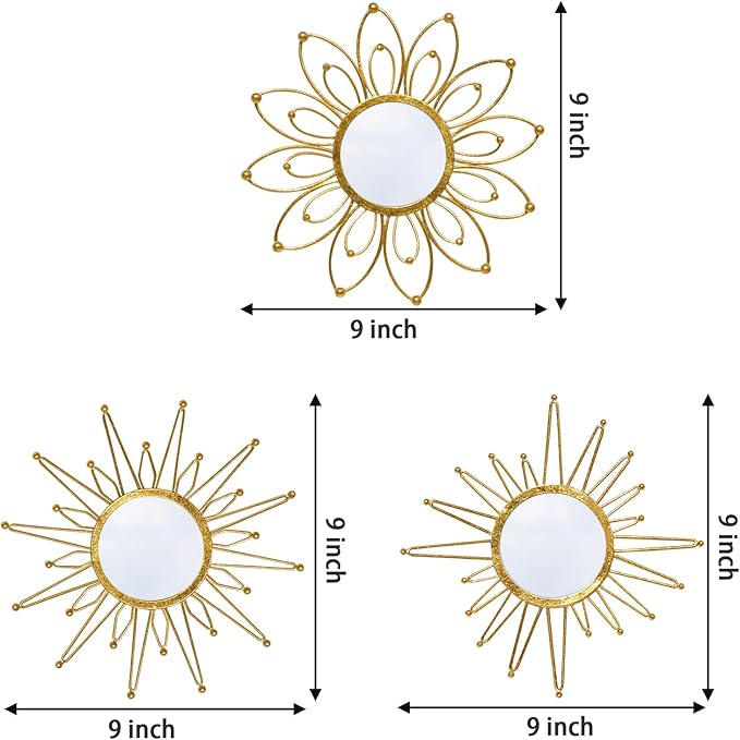 Mirror Wall Decor Gold Mirrors for Wall Metal Sunburst Mirrors Home Decoration