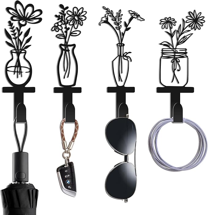 Decorative Wall Hooks, Metal Flowers Wall Decor