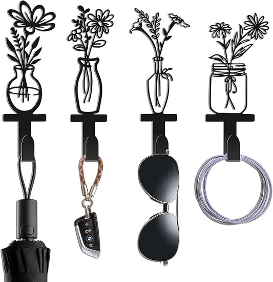Decorative Wall Hooks, Metal Flowers Wall Decor