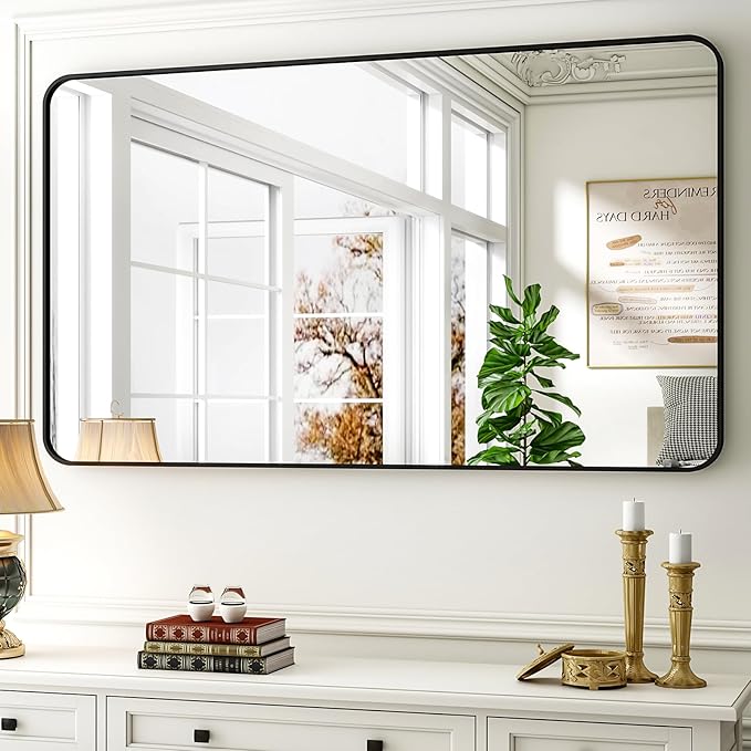 Easly 30 x 48 Inch Bathroom Mirror, Rounded Rectangular Vanity Mirror