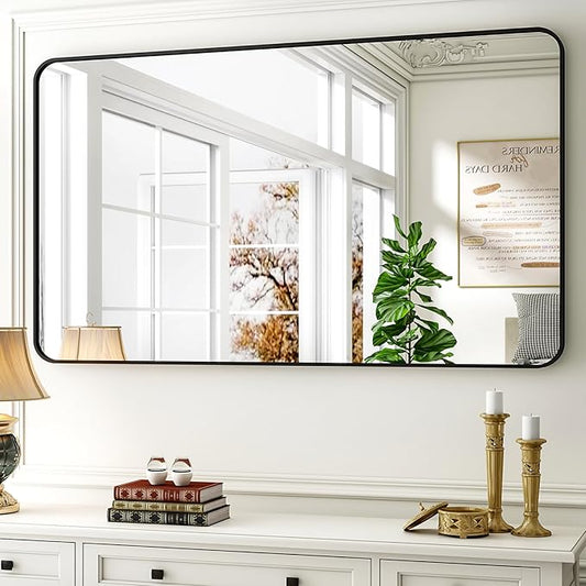 Easly 30 x 48 Inch Bathroom Mirror, Rounded Rectangular Vanity Mirror
