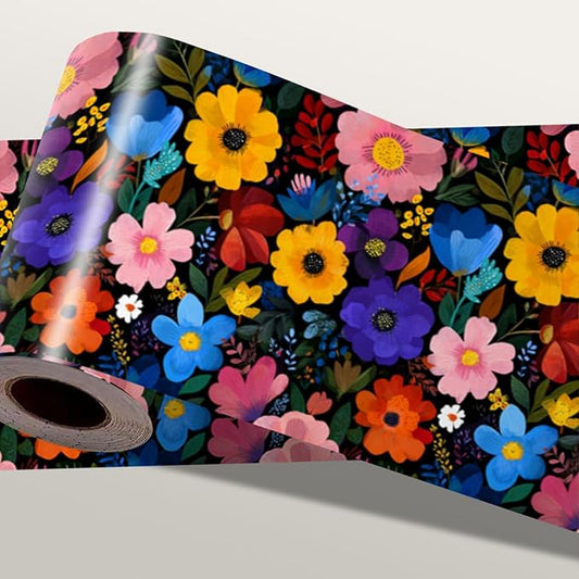 Colorful Floral Wallpaper Border 196x4 Inch Peel and Stick Wall Border