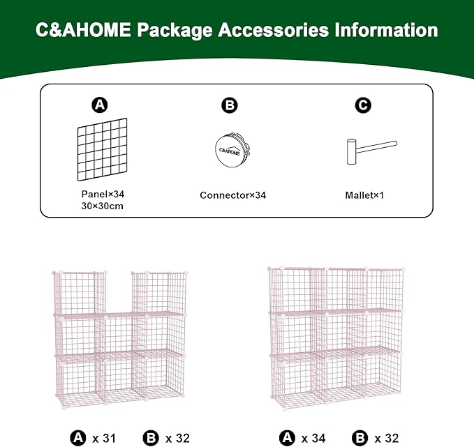 C&AHOME Wire Cube Storage, 9