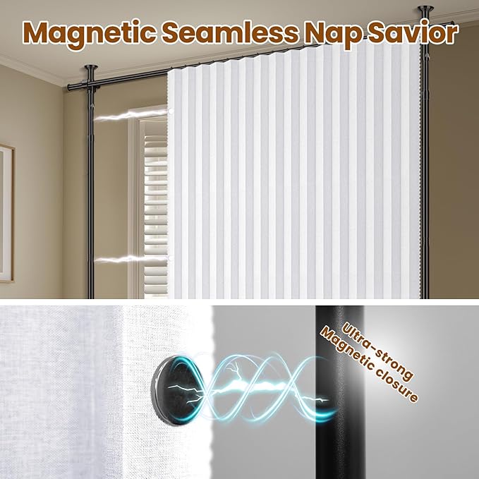 100% Blackout Room Divider Curtains Sets White W100 x L96 in 2 Panels No Drill