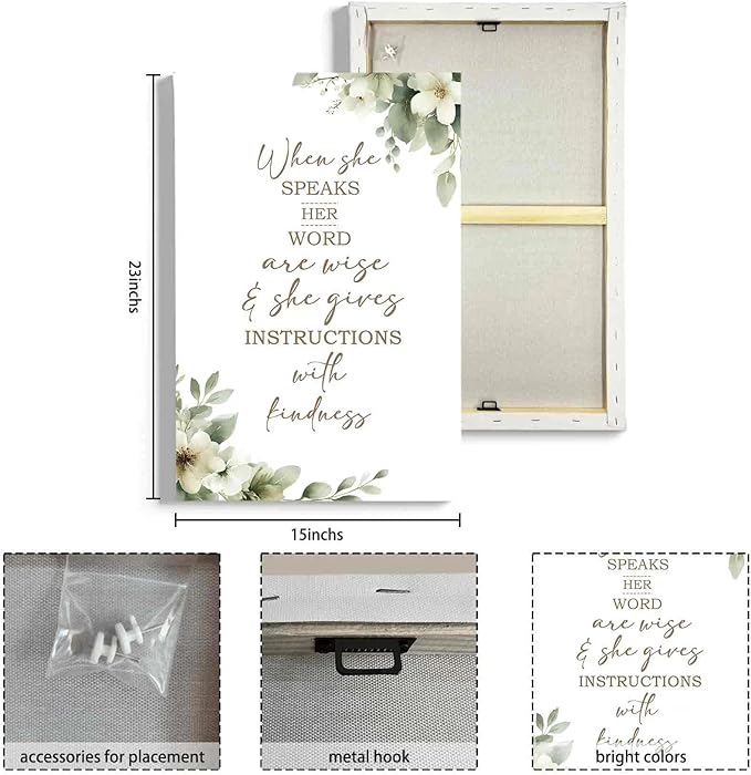 HIWX Christian Wall Decor, Sage Green Botanical Bible Verses Framed Canvas