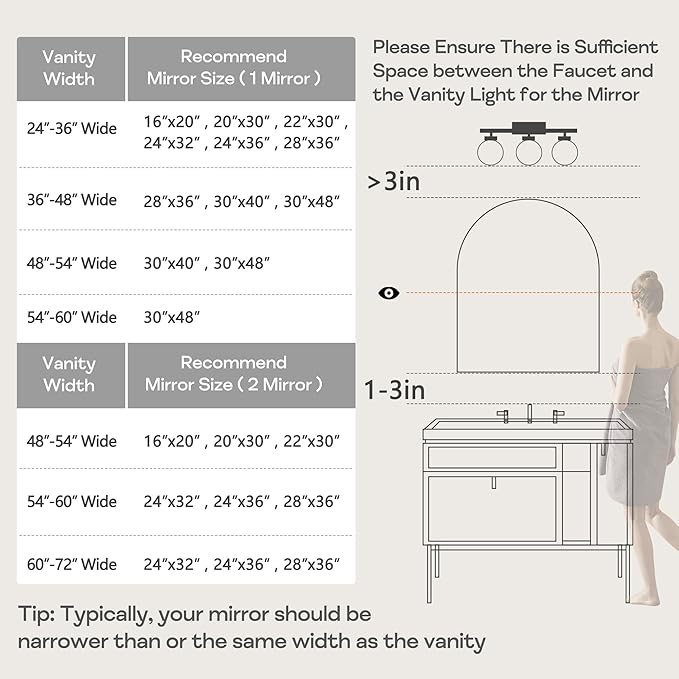 Arched Wall Mirror for Bathroom