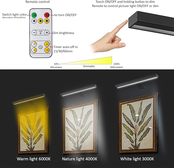 MIOBLUE Wireless Picture Lights, Rechargeable Battery Art Display Light