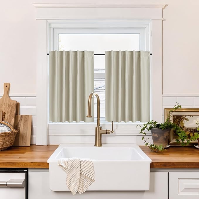 RYB HOME 100% Blackout Short Curtains