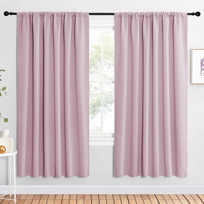 NICETOWN 2 Panels Blackout Curtains, Rod Pocket Window Curtains Room Darkning