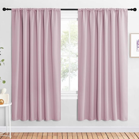 NICETOWN 2 Panels Blackout Curtains, Rod Pocket Window Curtains Room Darkning