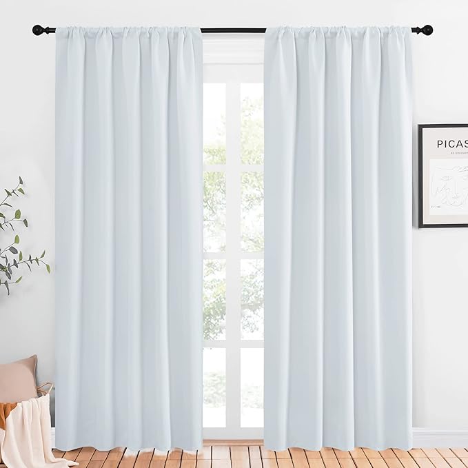 NICETOWN Greyish White Bedroom Curtain Panels