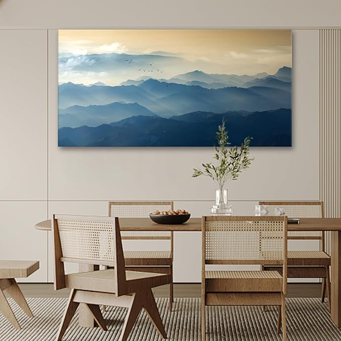 JLXART Wall Art Foggy Mountain Landscape Large Canvas Prints Wall Decor Living Room Bedroom Natural Scenery Office Decor Pictures 24"X48"