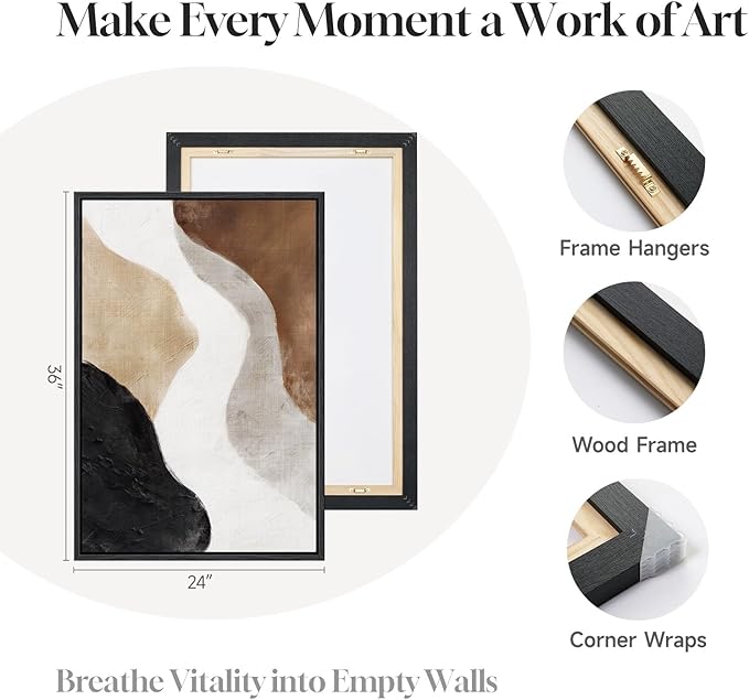 Large Framed Neutral Abstract Wall Art Set of 2