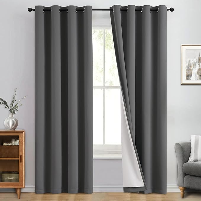 Yakamok 100% Blackout Curtain Panels 84 inches Cold and Light Blocking Drapes