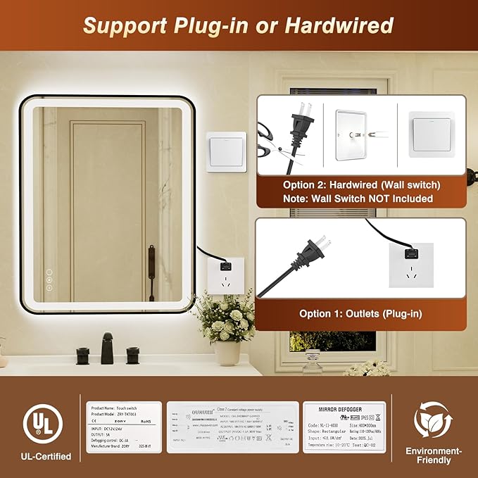 36x48 Inch LED Bathroom Mirror