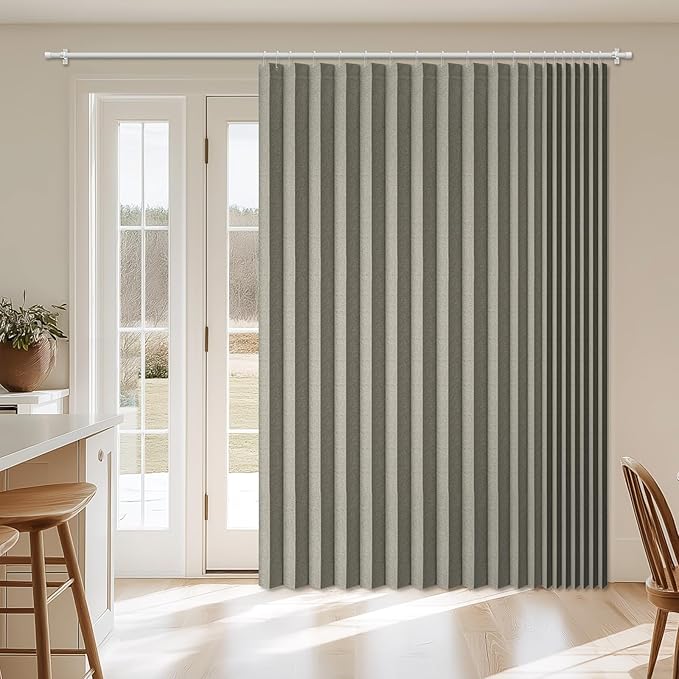 AJAZZ Blackout Accordion Door Curtain 98"x84" Grey