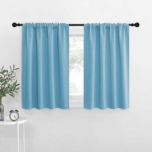 NICETOWN RV Blackout Curtains for Camper Windows, Teal Blue, Kitchen Short
