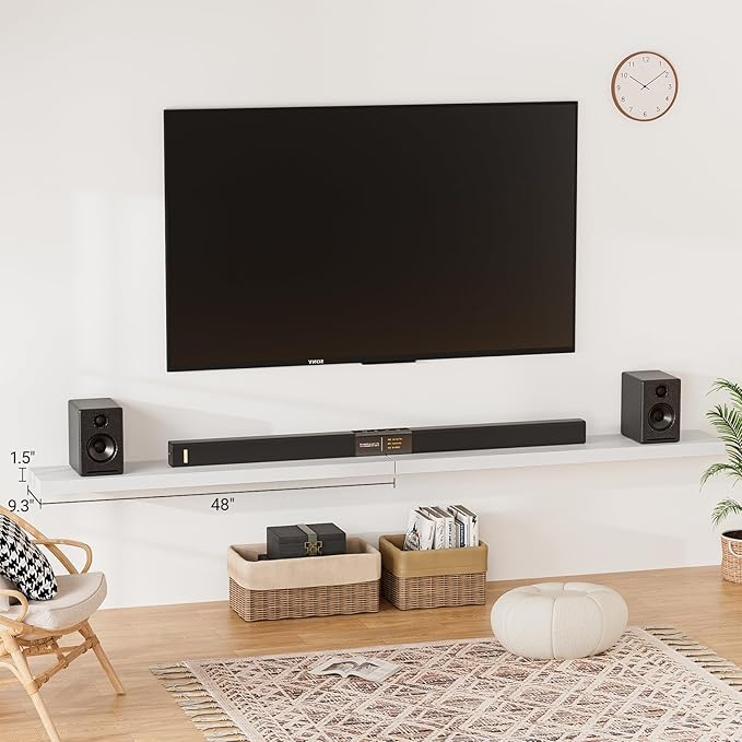 Heimlove Floating Shelves for Wall 48 Inches Long, 9.3" Deep White Floating