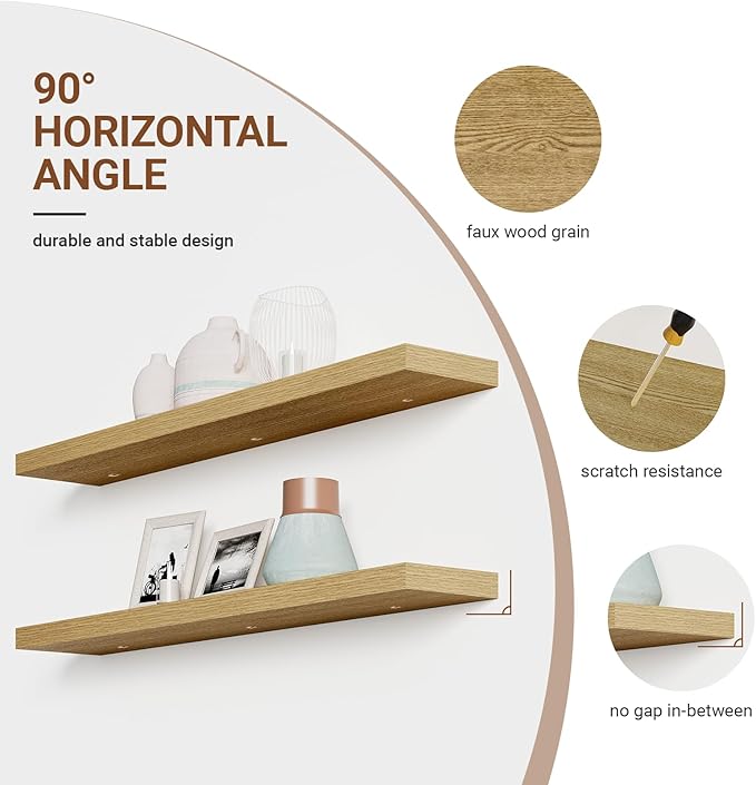 Heimlove Floating Shelves for Wall 48 Inches Long, 9.3" Deep Oak Floating Shelf