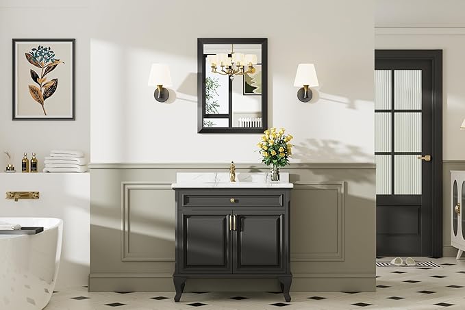 Briivue 22x30 Inch Black Bathroom Mirror