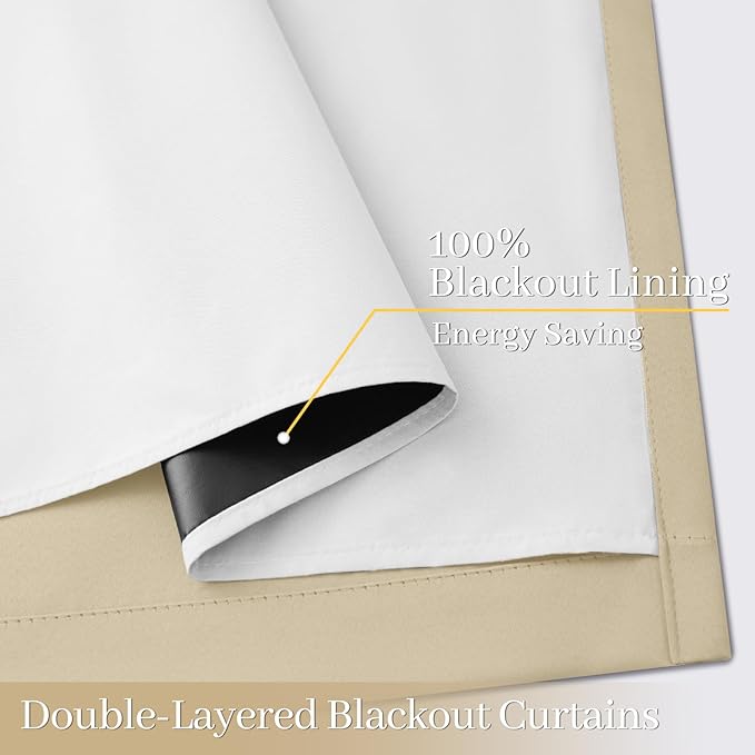 Yakamok 100% Blackout Curtain Panels 63 inches Cold and Light Blocking Drapes