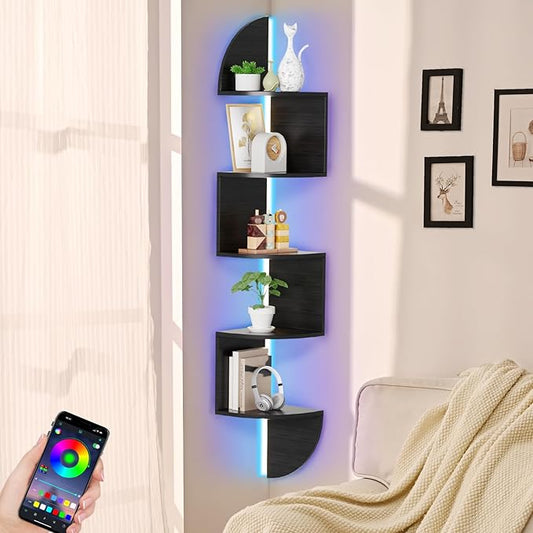 Waipfaru Corner Shelf, 5 Tier Bookshelf