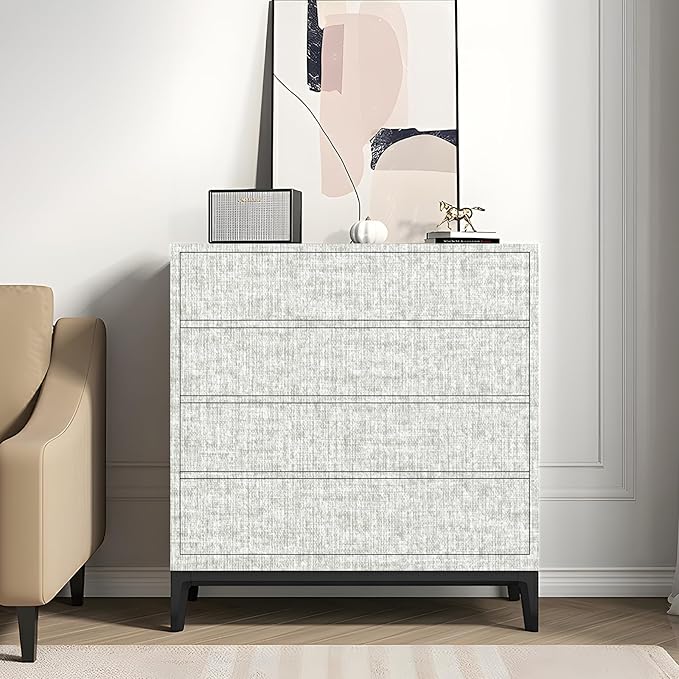 Grey Grasscloth Peel and Stick Wallpaper, Textured Vintage Contact Paper