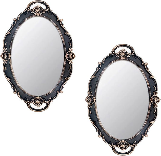 Eaoundm 14.5 x 10 inchs Oval Antique Decorative Wall Mirror Vintage Hanging