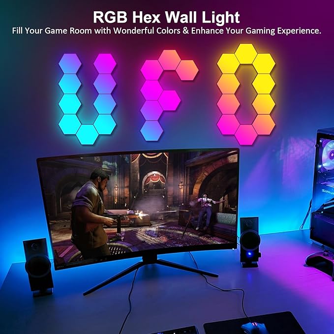 OJQ 20 Pack Hexagon Lights Wall RGB Panel