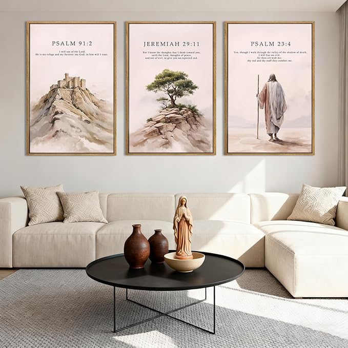 IARTTOP Large Christian Easter Framed Canvas Wall Art 16x24 Inch Jesus Easter Bible Verse Art Prints Religious Scripture Wall Decor for Living Room Bedroom Set of 3