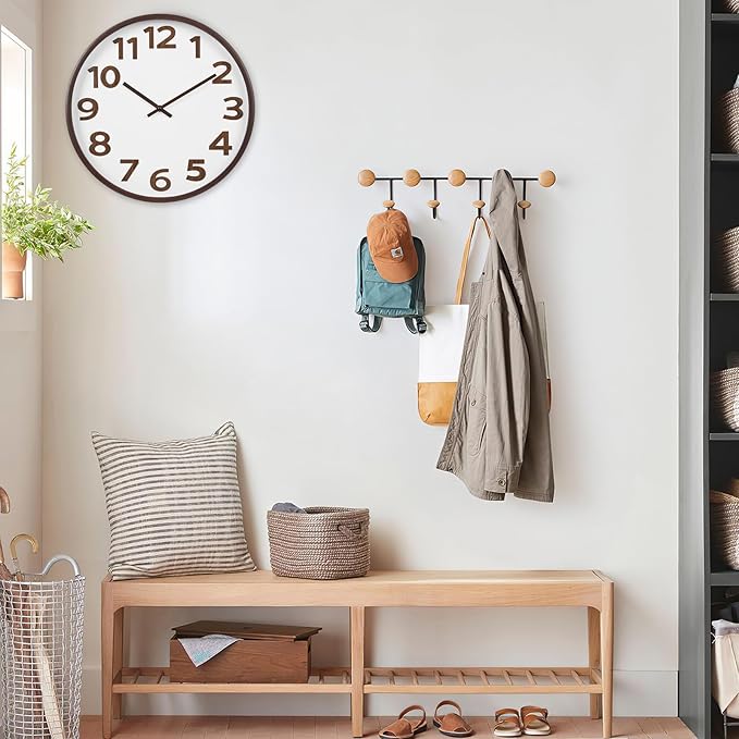 Modern Wood Farmhouse Wall Clock 16 Inch Large Vintage Wall Clocks Battery