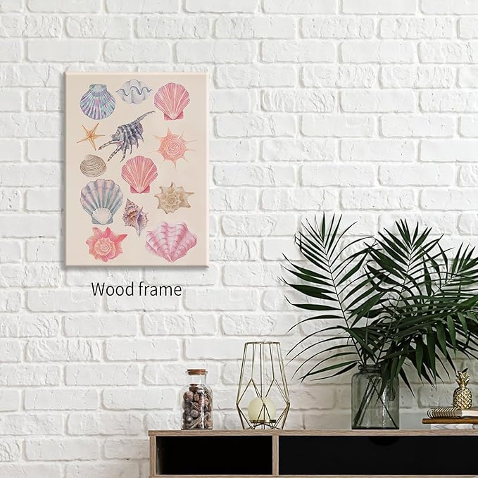 Pink Shell Posters Funky Coastal Cowgirl Wall Art Vintage Beach House