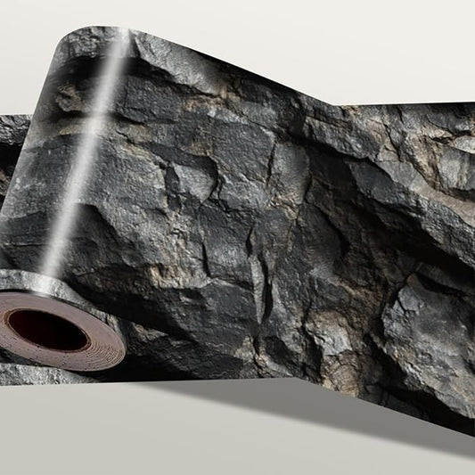 Stone Wallpaper Border 196x4 Inch Peel and Stick Wall Border Dark Slate Rock