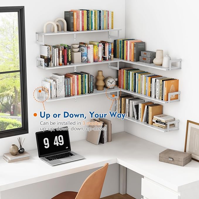 Harwaya White Floating Book Shelves