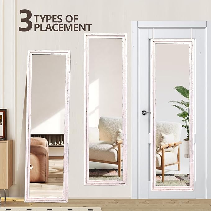 50"x16" Door Mirror, Rustic Full Length Mirror, Over The Door Hanging Mirrors