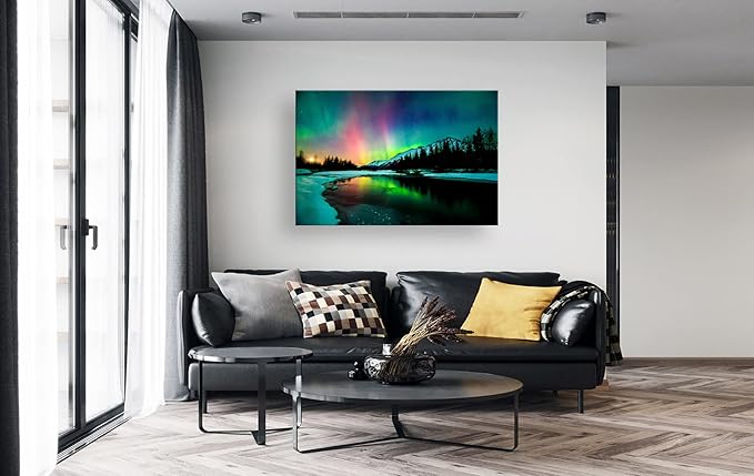 S01969 Wall Art HD Aurora Scenery Painting on Canvas Prints Stretched and
