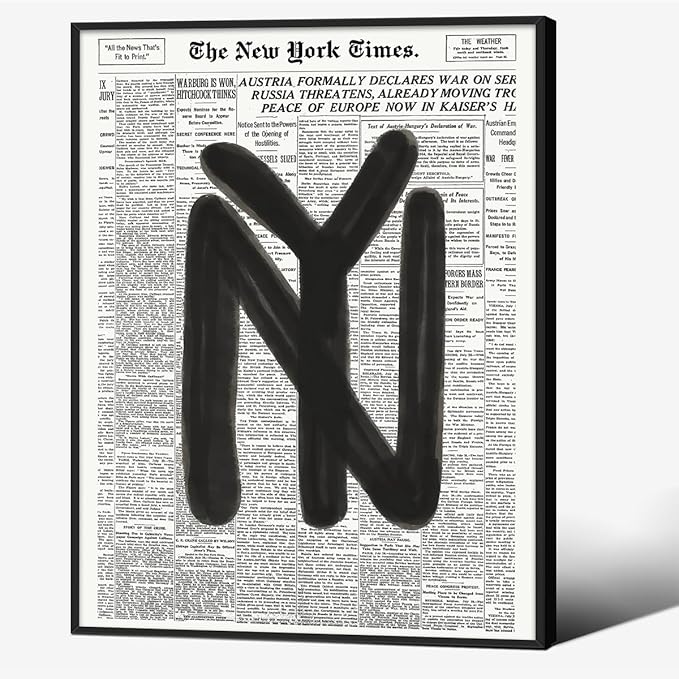 Black and White Newspaper Wall Art Vintage New York City Poster Trendy