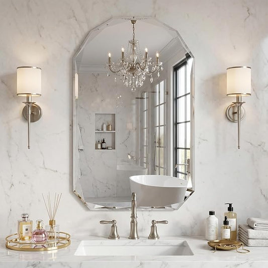 Suidia Bathroom Mirror, Frameless Bathroom Mirror