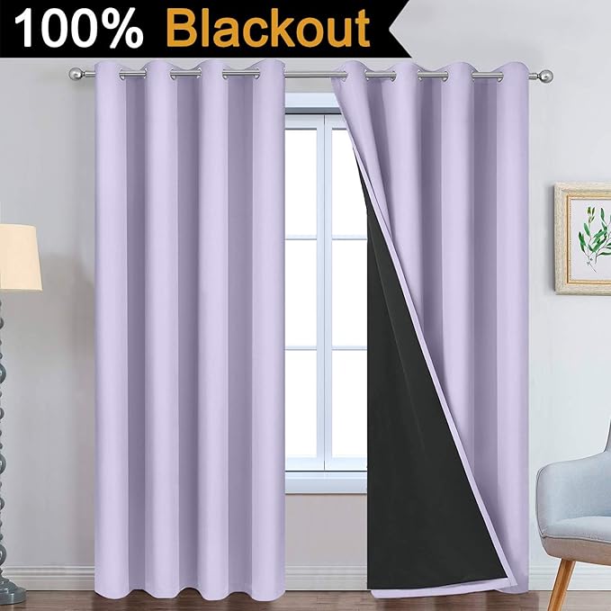 Yakamok 2 Thick Layers 100% Completely Blackout Window Curtains, Thermal
