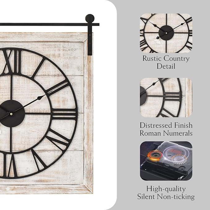 Vintage Barn Door Wall Clock