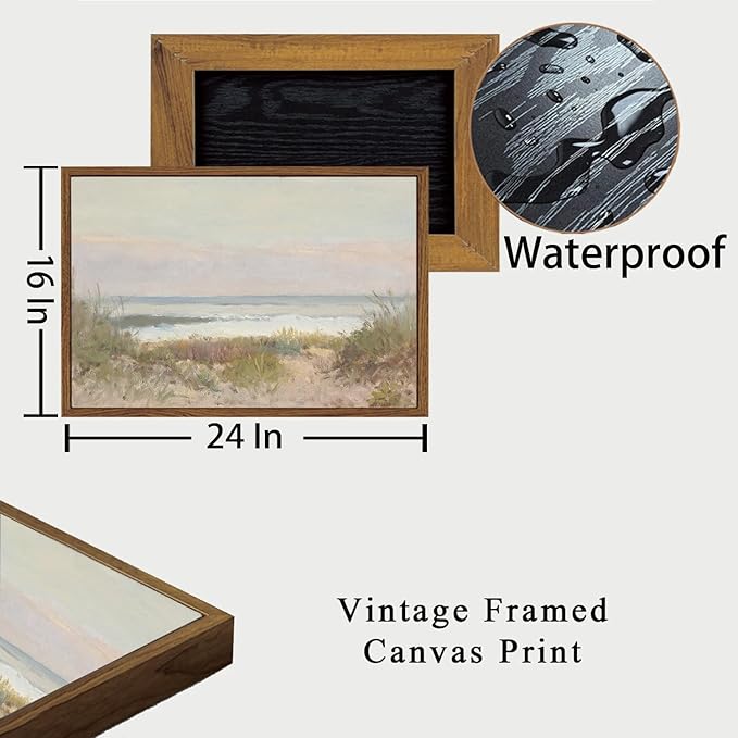 OIQArtOIQ Vintage Landscape Canvas Wall Art Framed Natural Scenery Painting