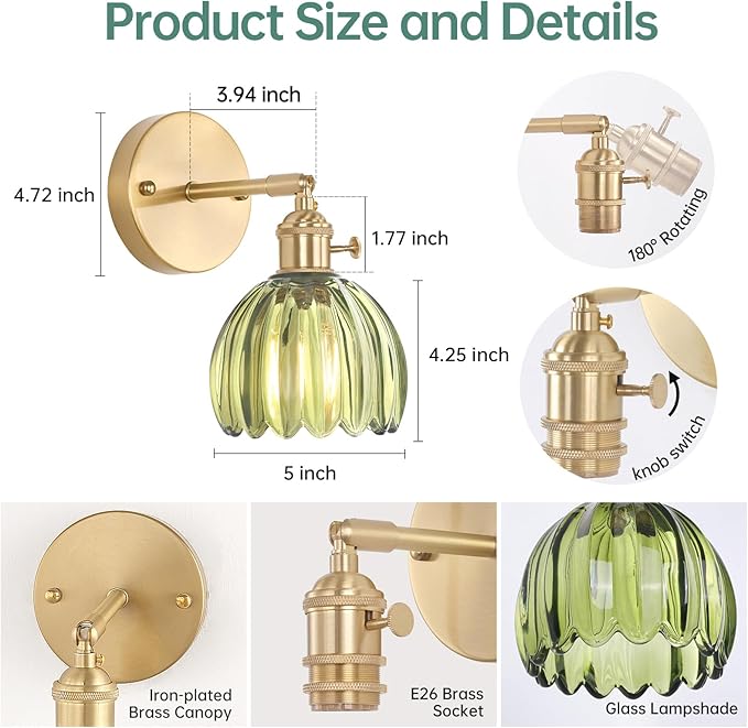 Shenmoyl Vintage Wall Sconces Set of 2