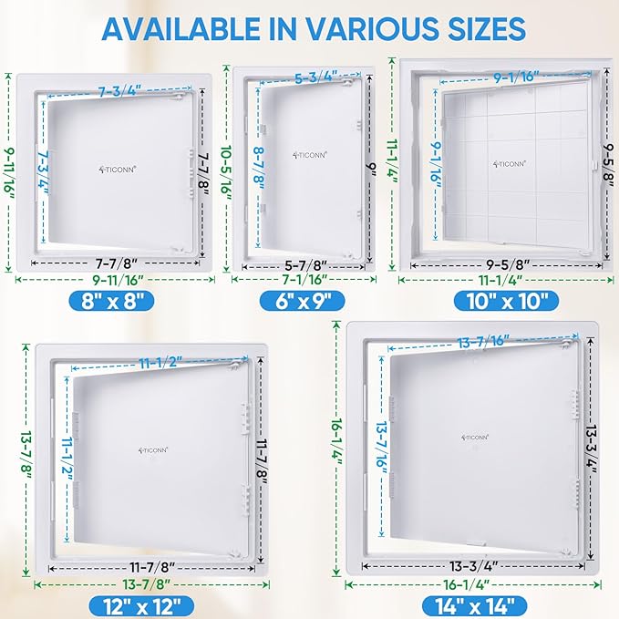 TICONN Access Panel for Drywall, 10 x 10 Inch ABS Plastic Wall Hole Cover
