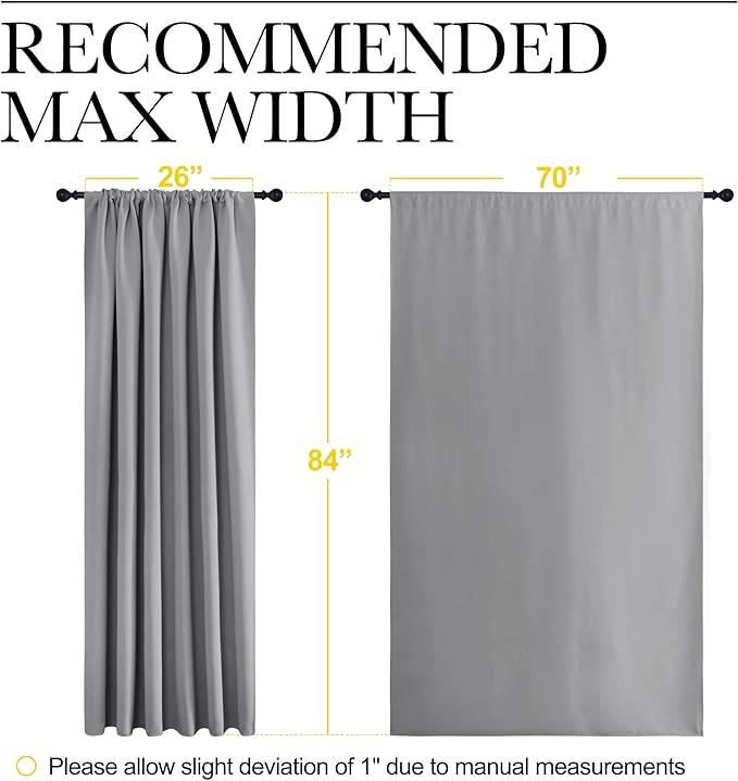 NICETOWN Blackout Curtain Panels 84 inches Long