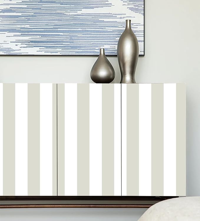 Guvana 17.7"×118" Brown and White Wallpaper Striped Peel and Stick Wallpaper