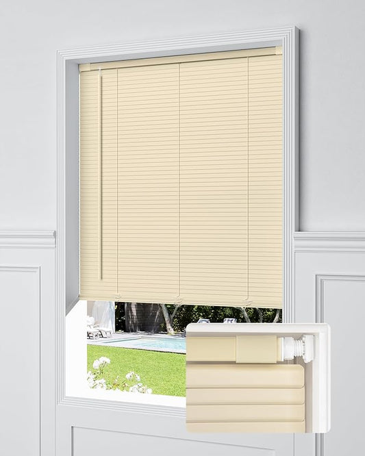UNISHADES No Drill Blinds for Windows 1" Vinyl L-Shaped Slats Cordless Mini