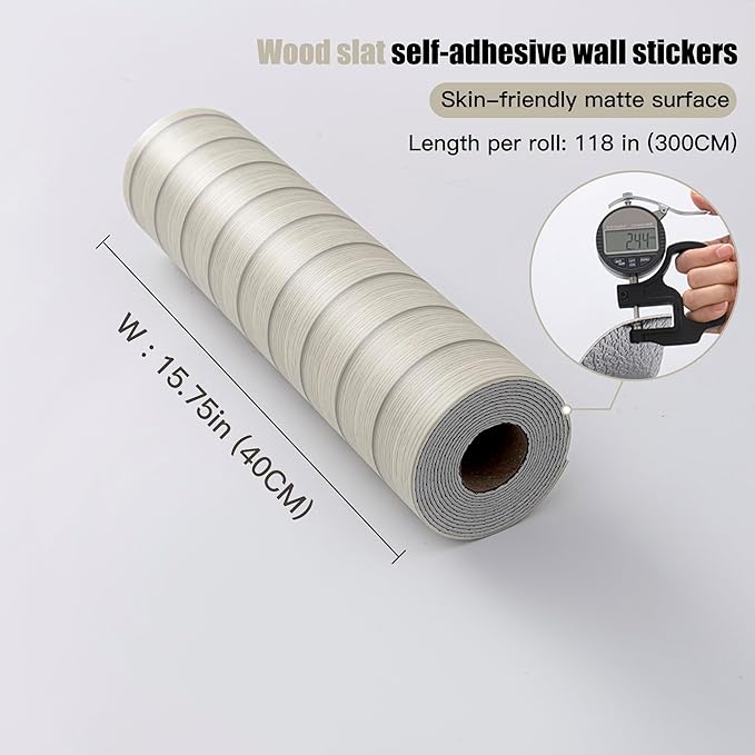 Peel and Stick PVC Slat Wall Panels, Wood Grain Self-Adhesive Soundproof