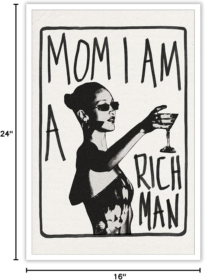Liyark Mom I Am A Rich Man Aesthetic Retro Music Goblet Poster Feminist canvas