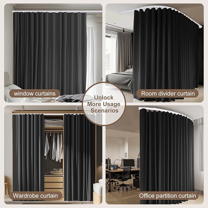 MaKefeile Room Divider Curtains & Flexible Bendable Tracks Set, Privacy